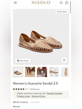 Nisolo Women's Leather Huarache Sandals Beige Slip On US 7.5